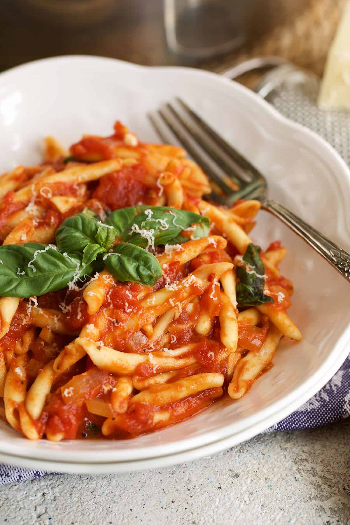 Bowl of pasta with spicy arrabbiata sauce