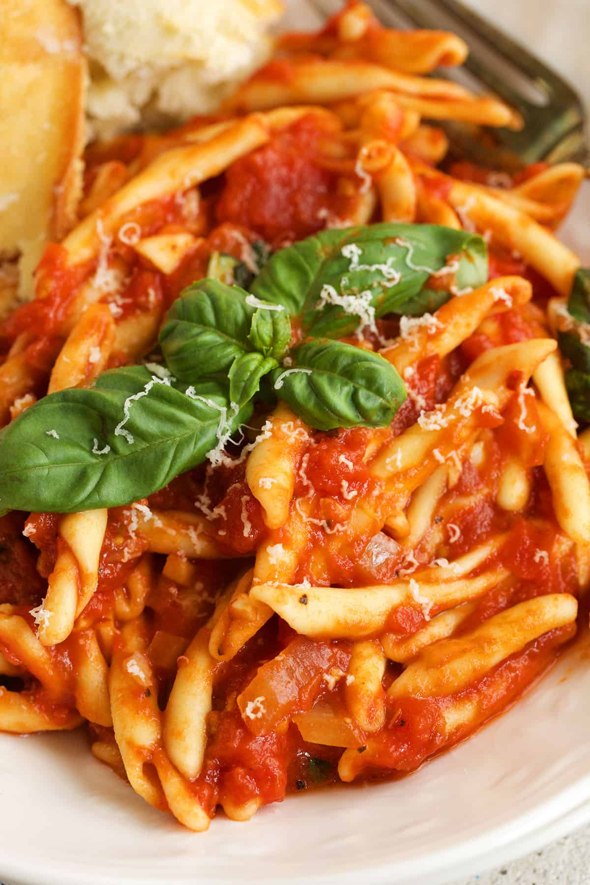 Pasta with arrabbiata sauce on plate