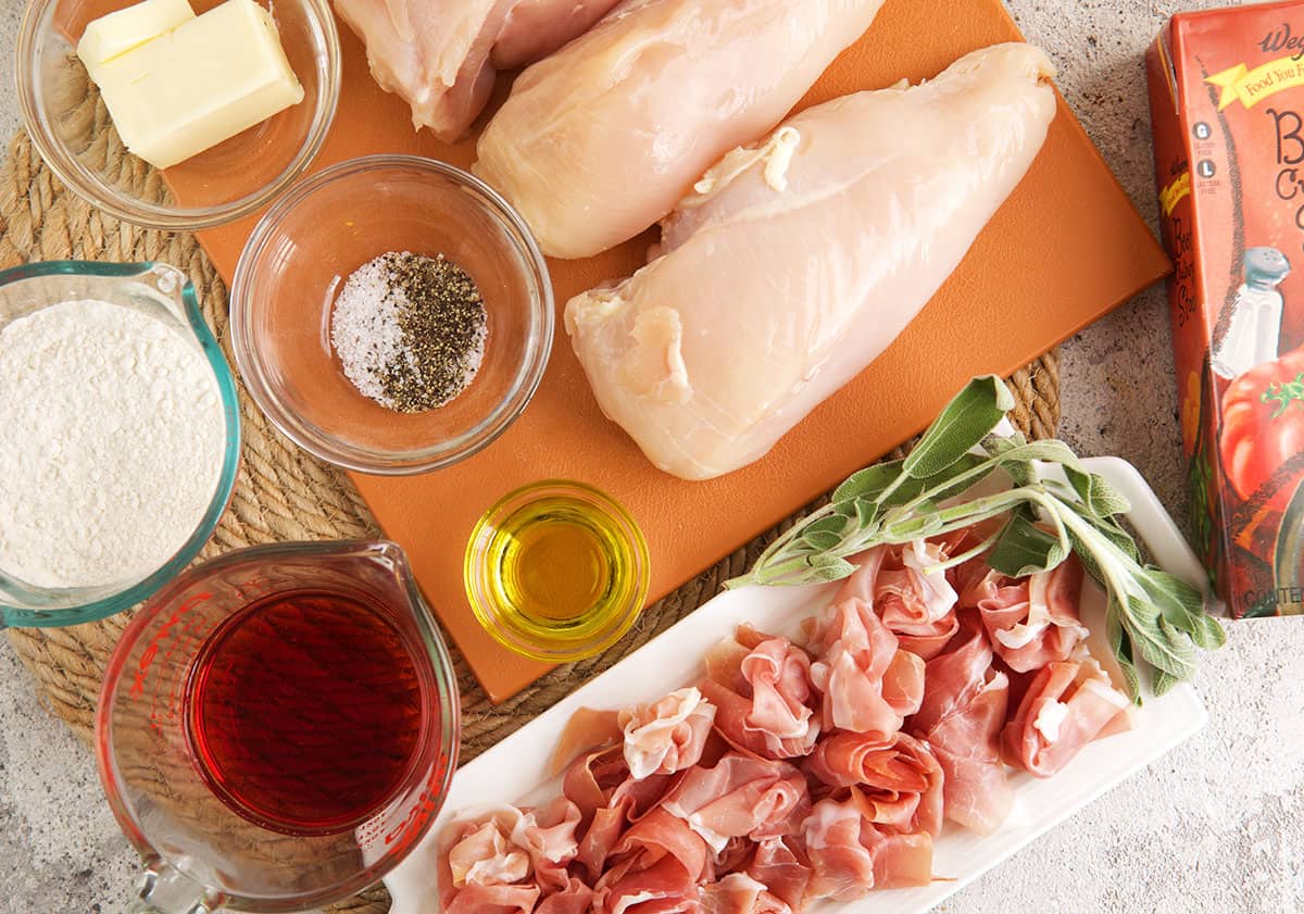 Ingredients for chicken saltimbocca