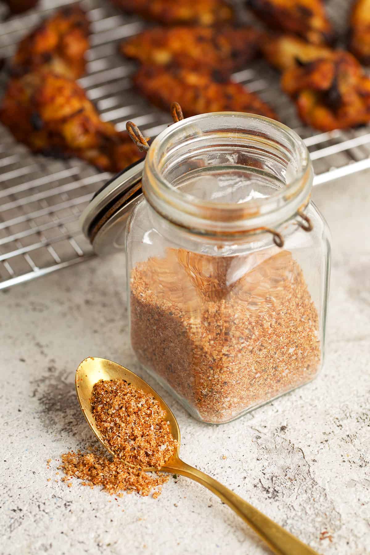 Jar of chicken wing seasoning