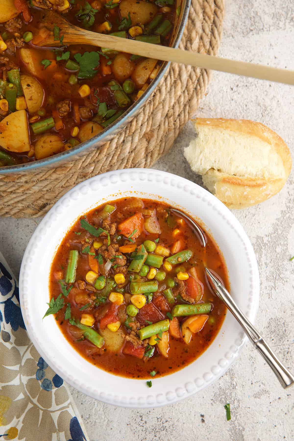 Bowl of easy hamburger soup