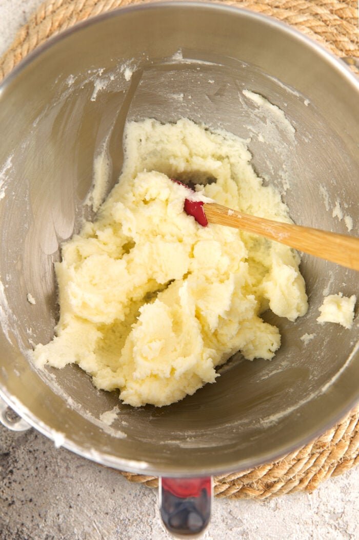 Mixing ingredients for pumpkin snickerdoodles