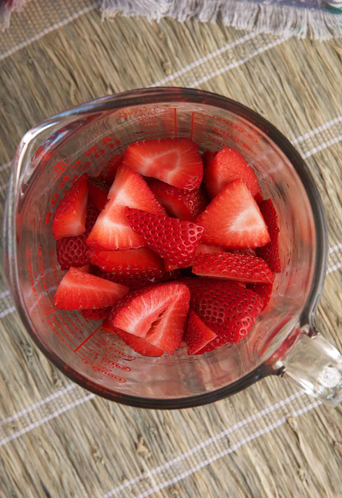 Strawberries in glass bowl