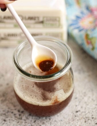 Brown butter in jar with spoon