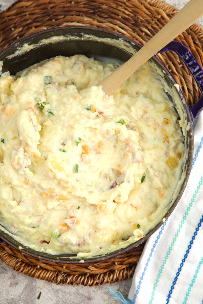 Loaded mashed potatoes before adding toppings