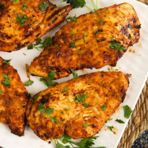 Plate of air fryer chicken breast