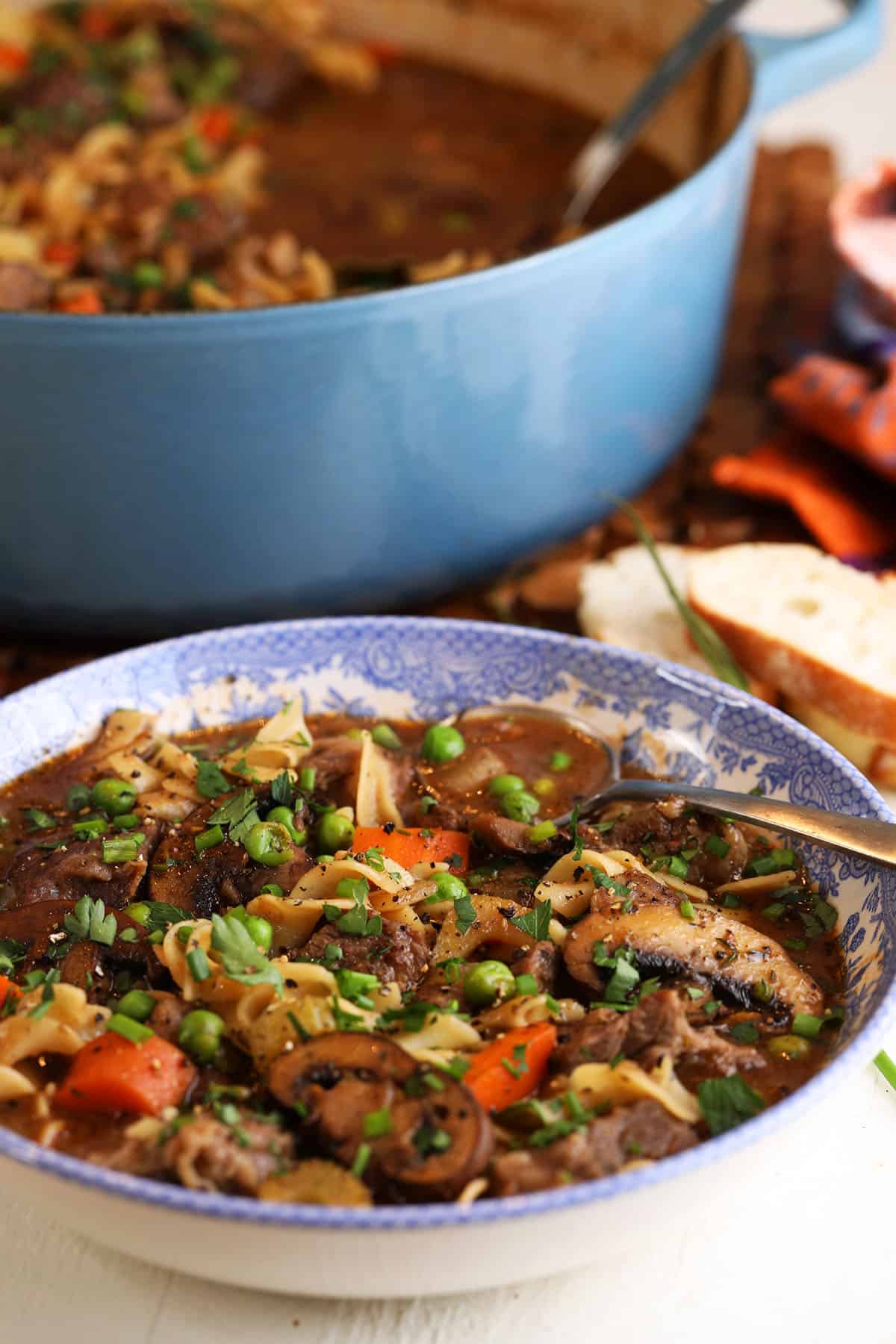 Bowl of braised beef noodle soup