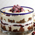 Homemade cranberry bliss cheesecake trifle in dish