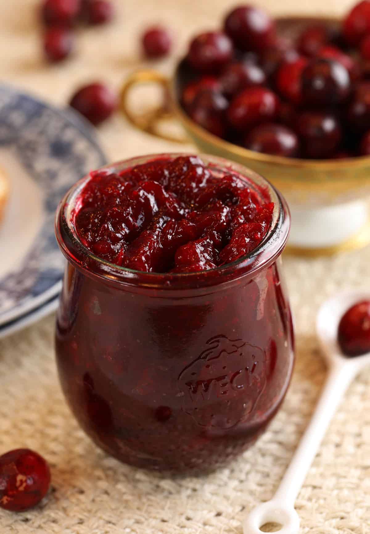 Jar of ginger cranberry jam