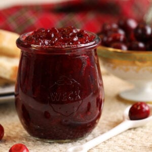 Jar of ginger cranberry jam