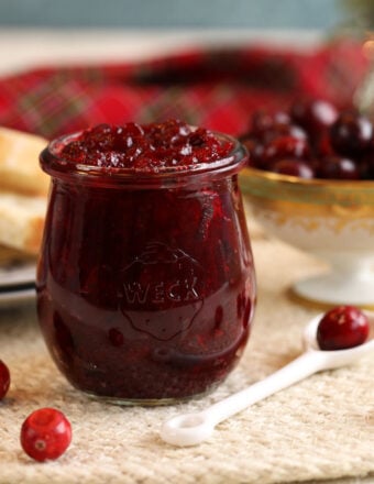 Jar of ginger cranberry jam