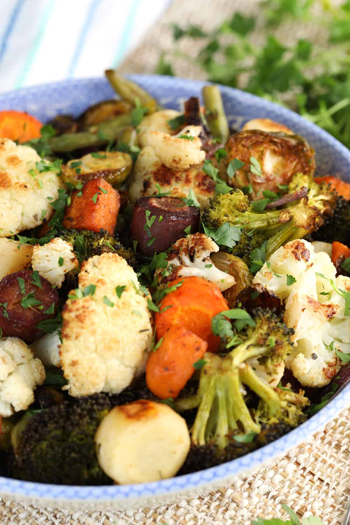 Bowl of balsamic roasted vegetables