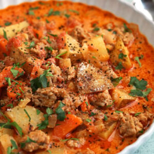 Bowl of Italian sausage potato soup