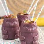 3 acai smoothies in glasses