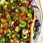 Serving bowl with crispy rice salad