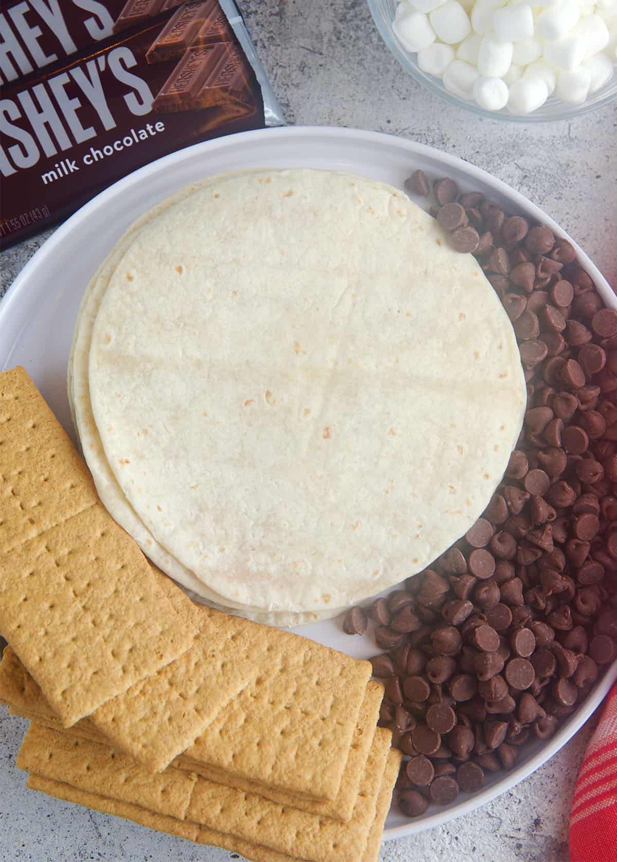 Ingredients for S'mores Quesadillas