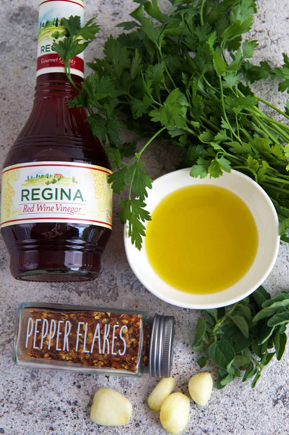 Ingredients for Chimichurri sauce