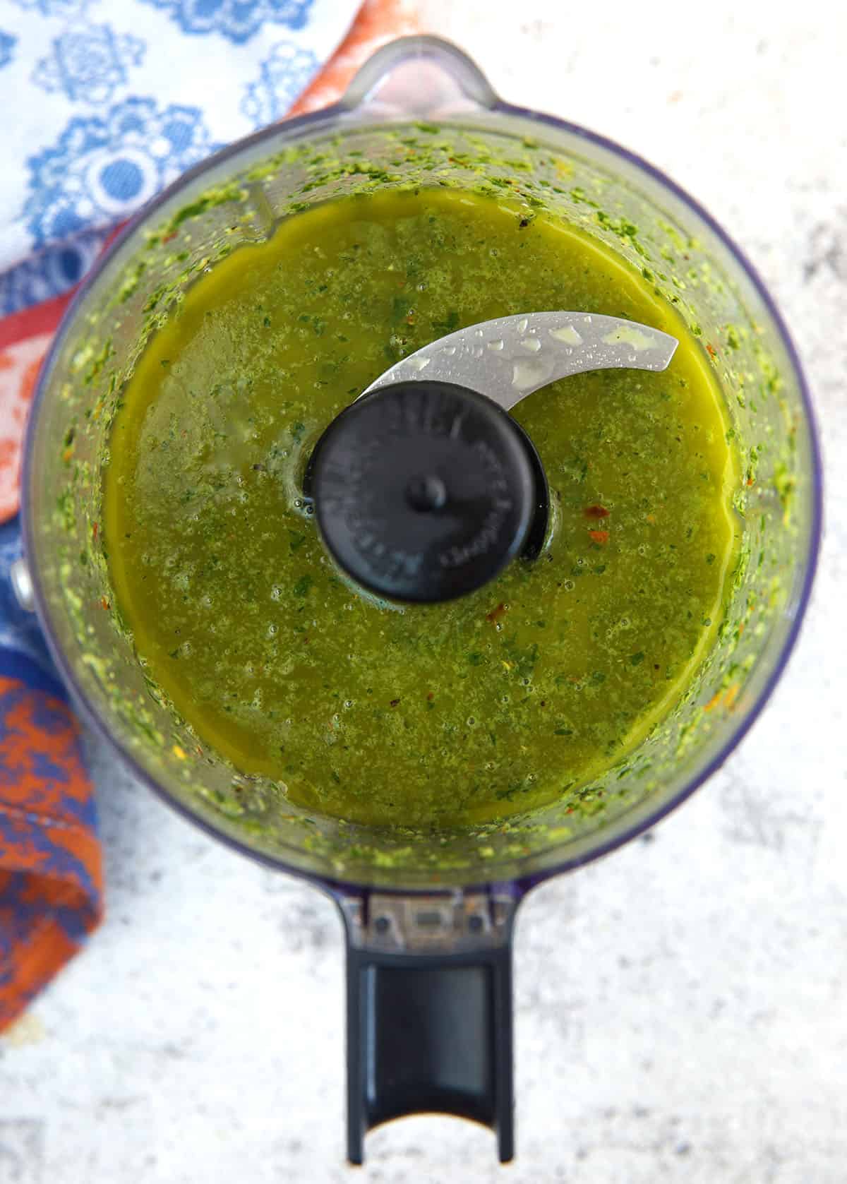 chimichurri sauce in a mini food processor
