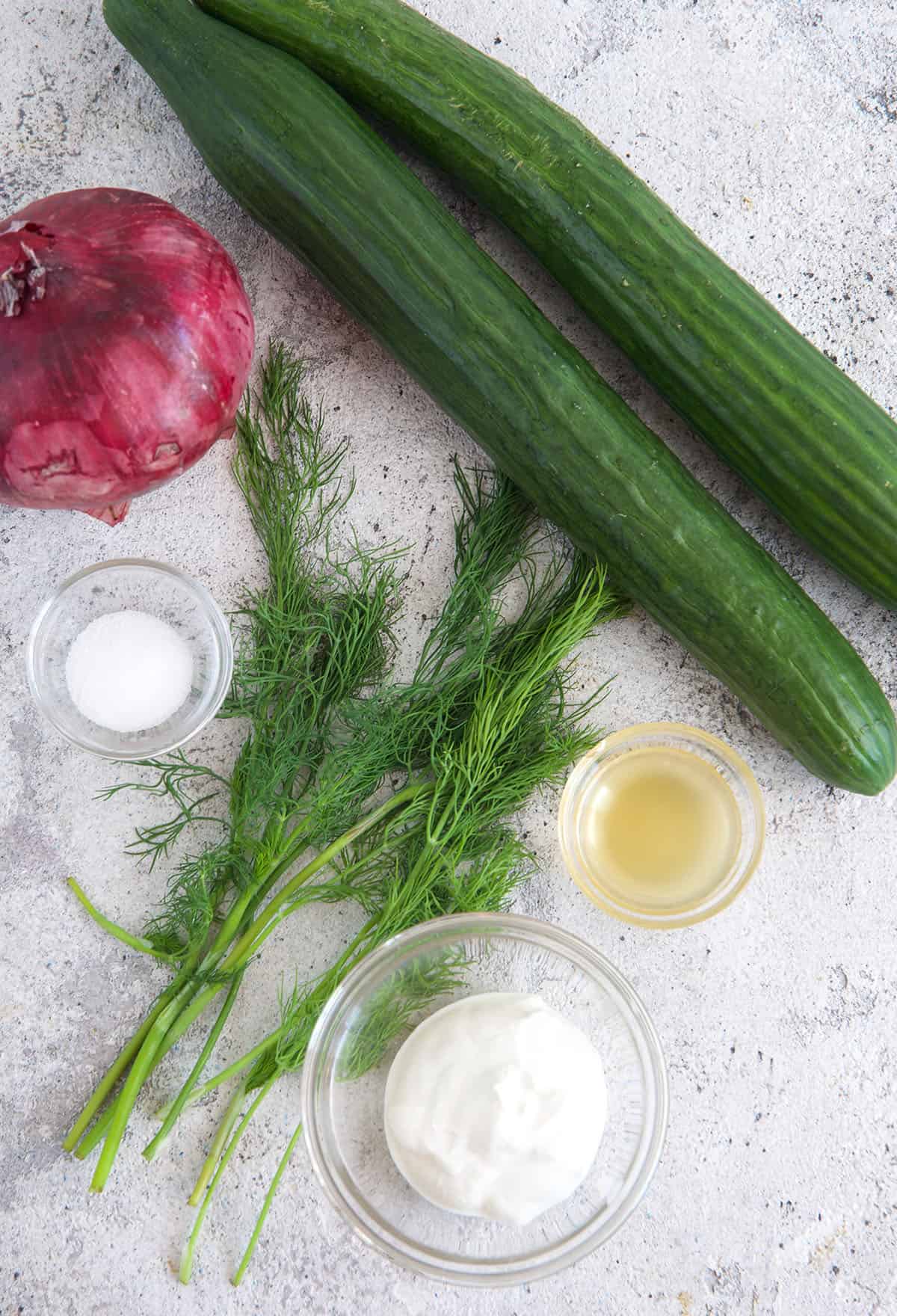 Ingredients for German cucumber salad