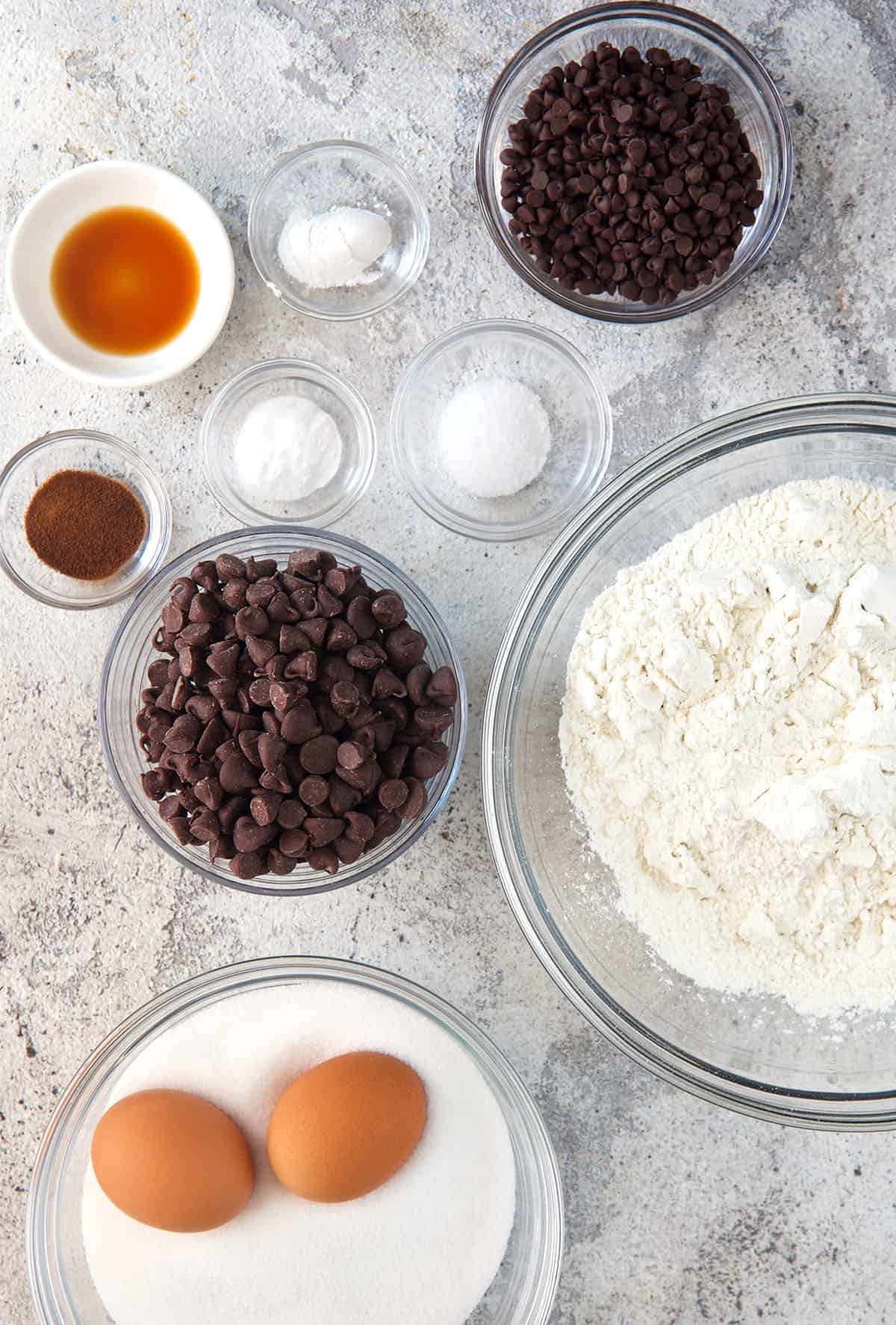 Ingredients for the best chocolate chip cookie recipe