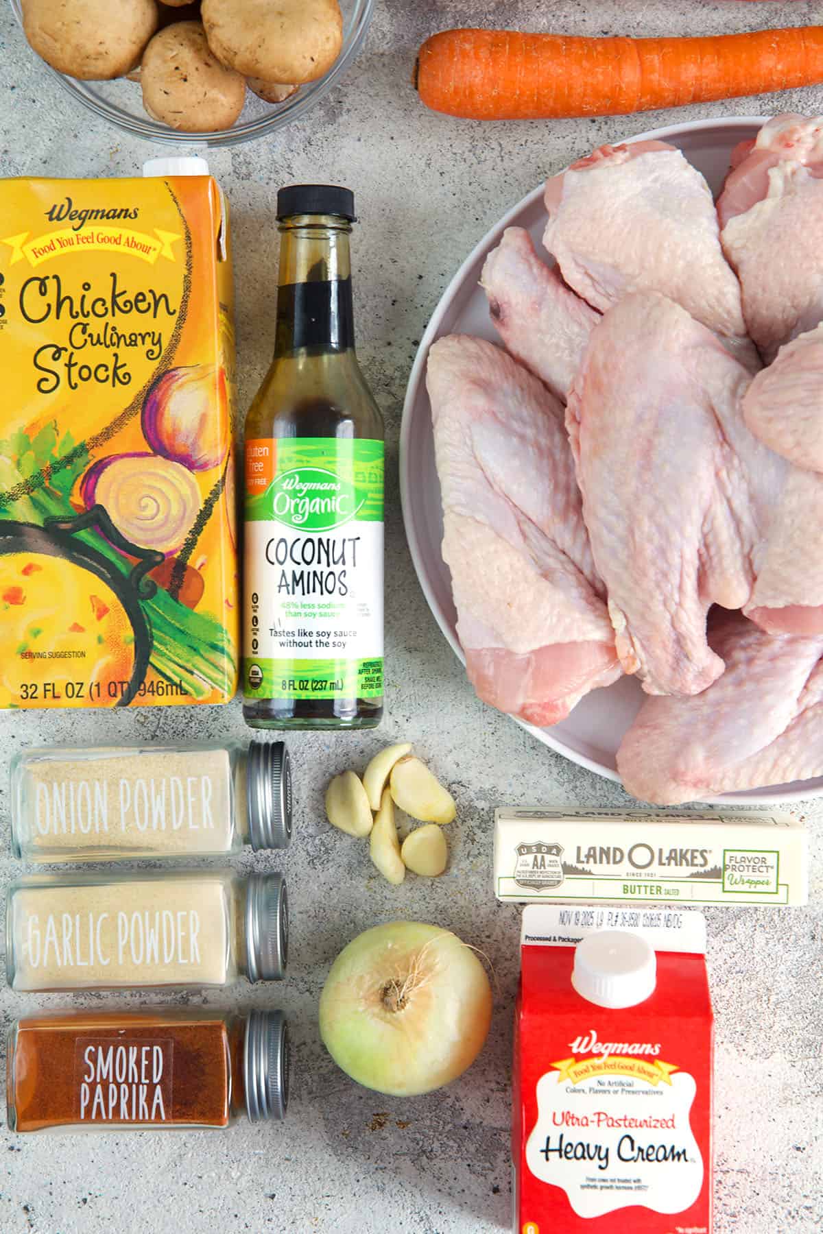 Ingredients for Smothered Turkey Wings