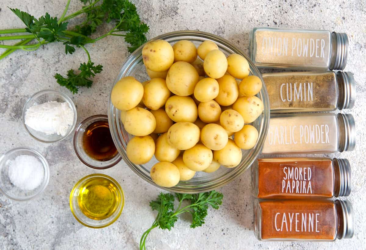 ingredients for air fryer roasted potatoes.