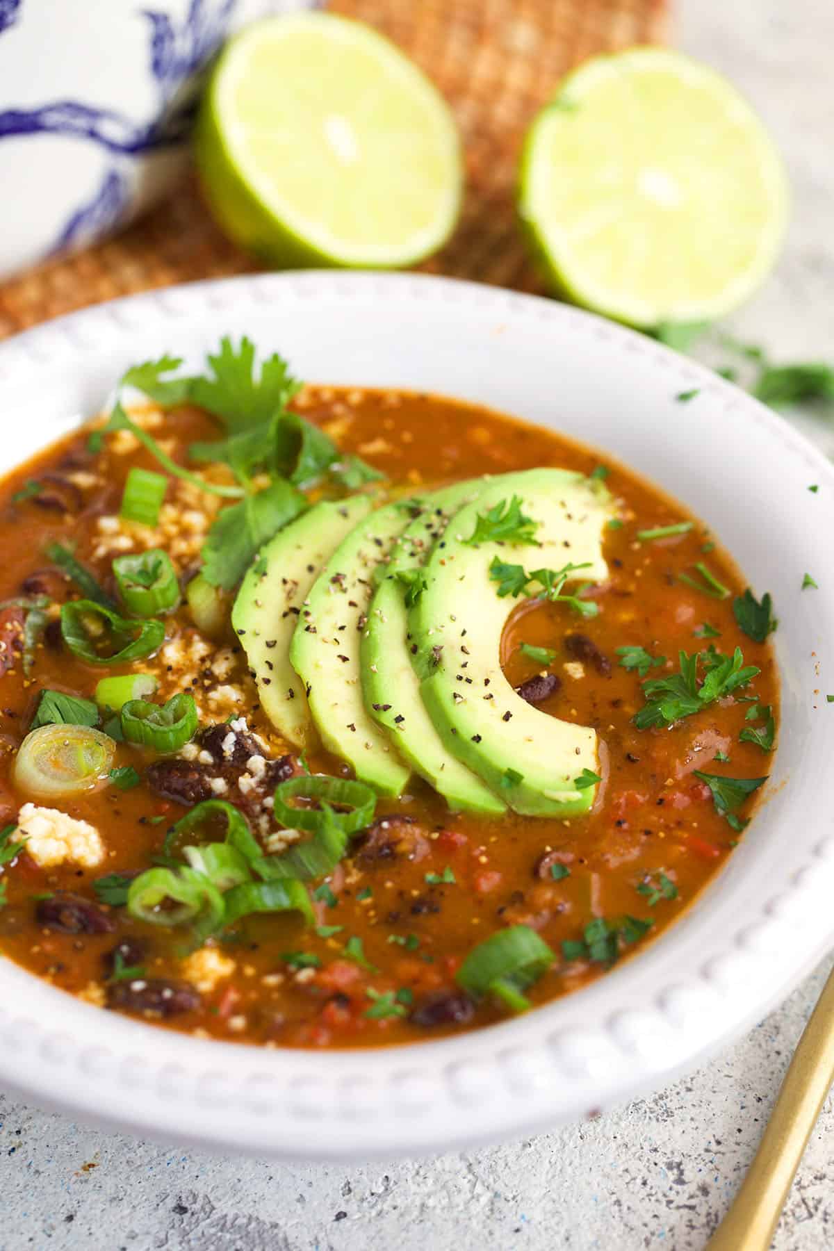 Easy Black Bean Soup with lime