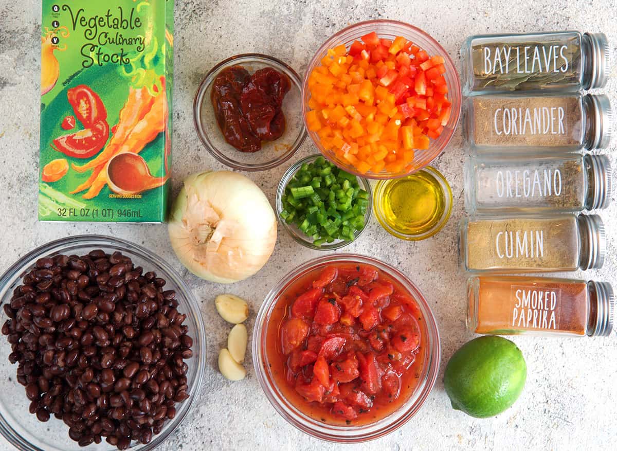 Ingredients for black bean soup