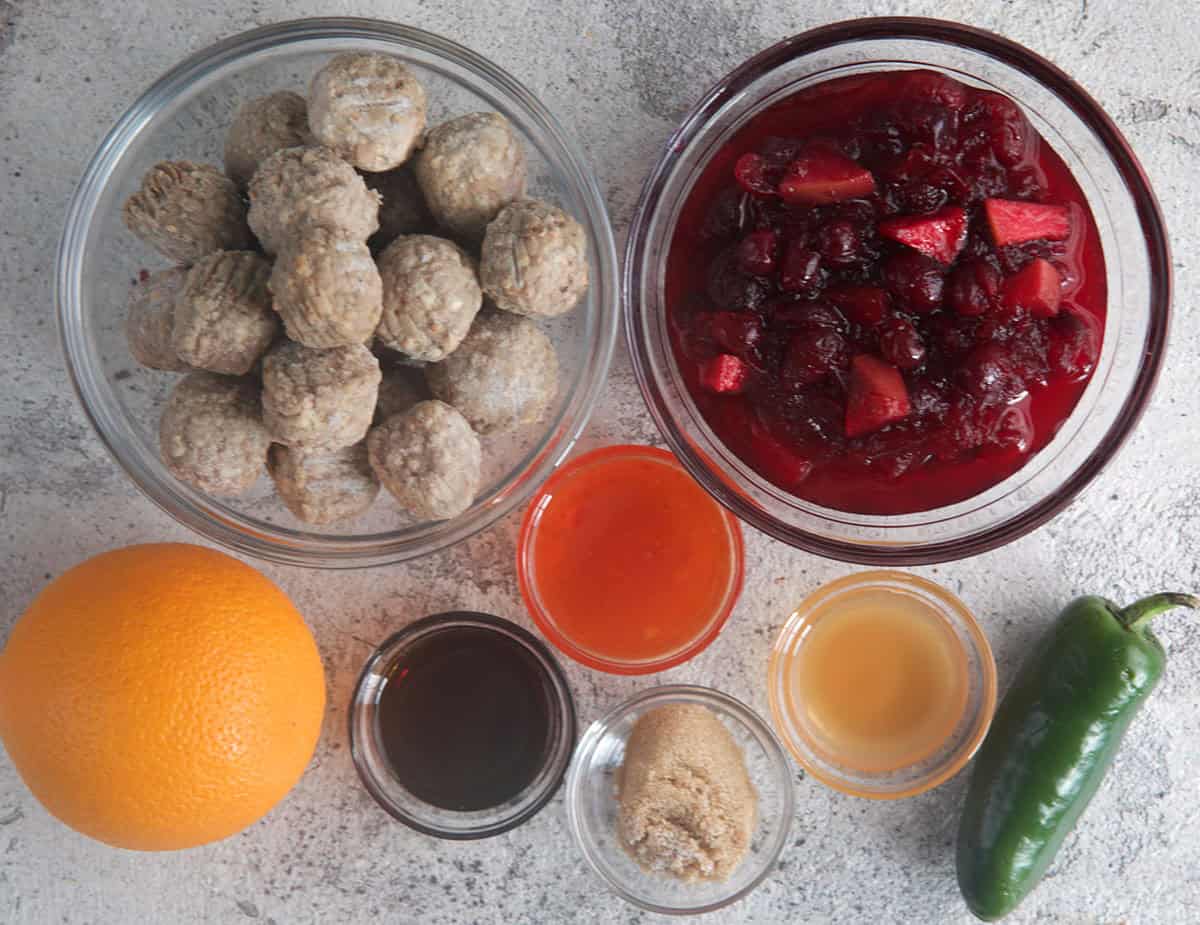Cranberry Meatballs ingredients with frozen meatballs
