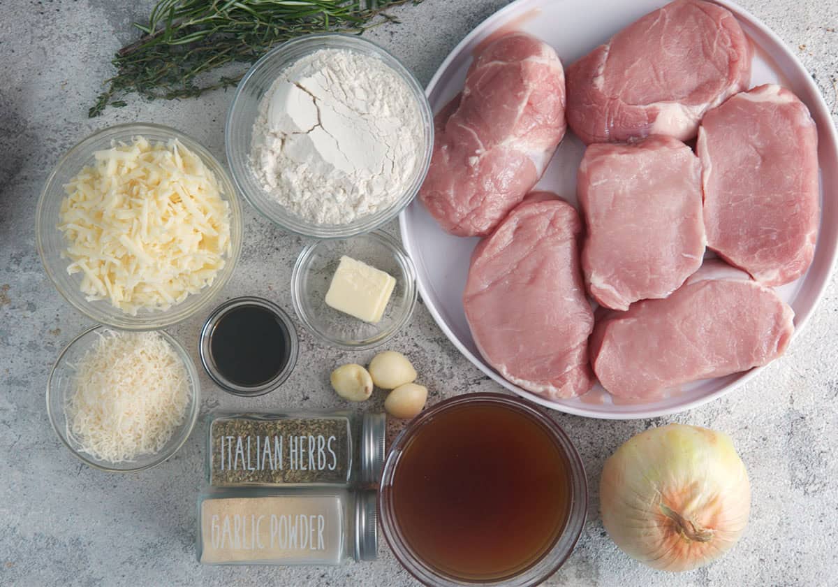 ingredients for French onion pork chops