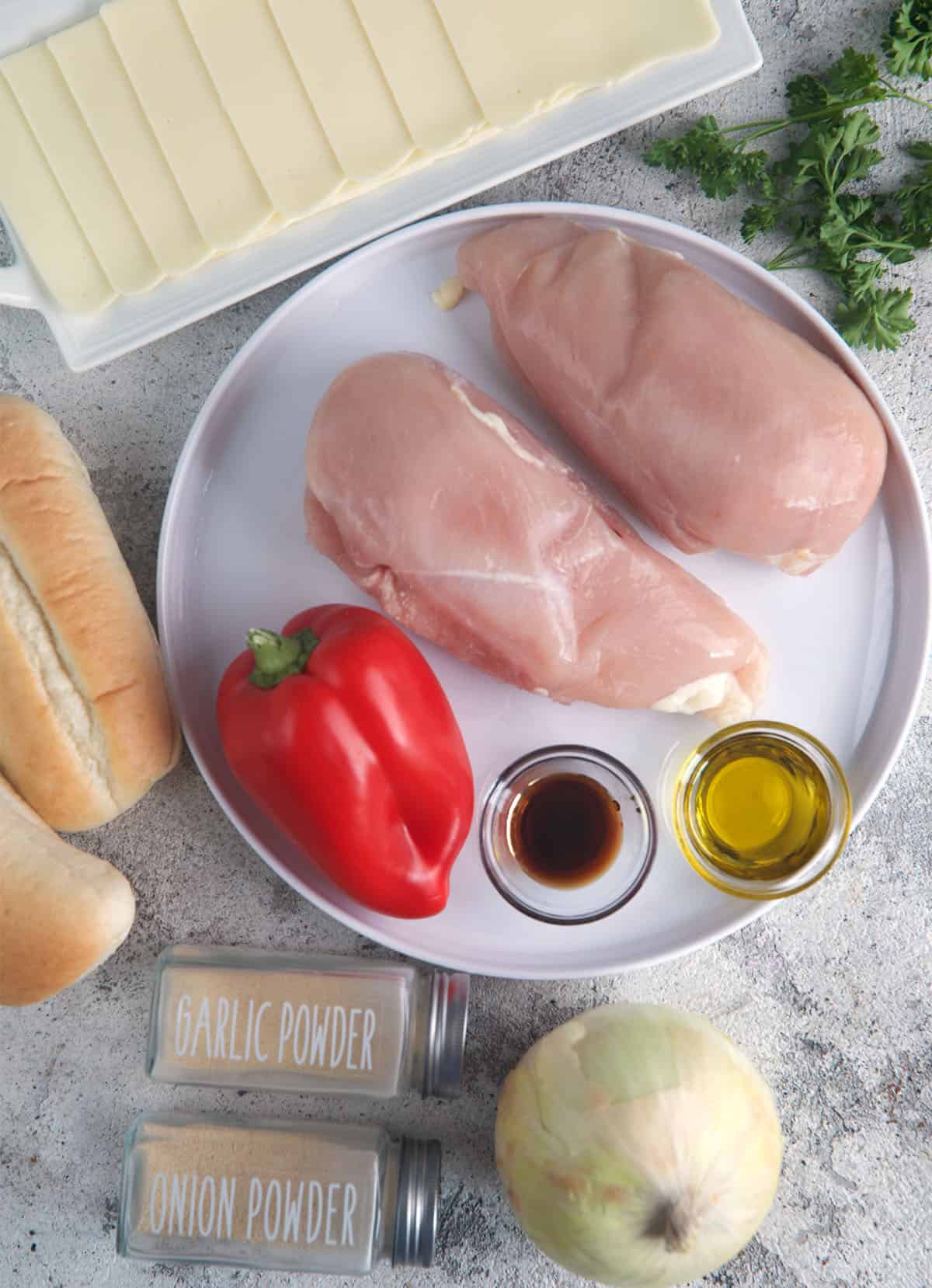 Ingredients for Chicken Cheesesteak