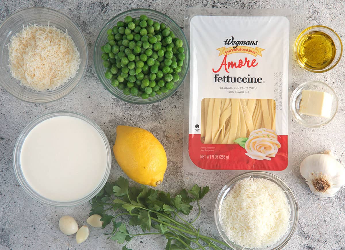Ingredients for Christmas Fettuccine Alfredo