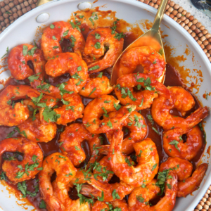 Fire Cracker shrimp in a skillet