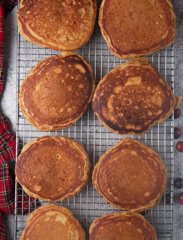 gingerbread pancakes on a wire rack