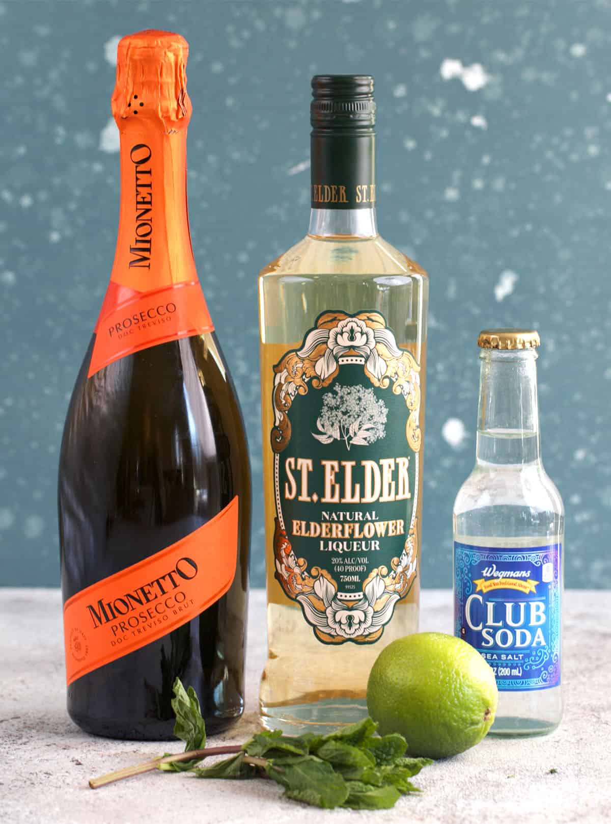 Ingredients for Hugo Spritz cocktail recipe