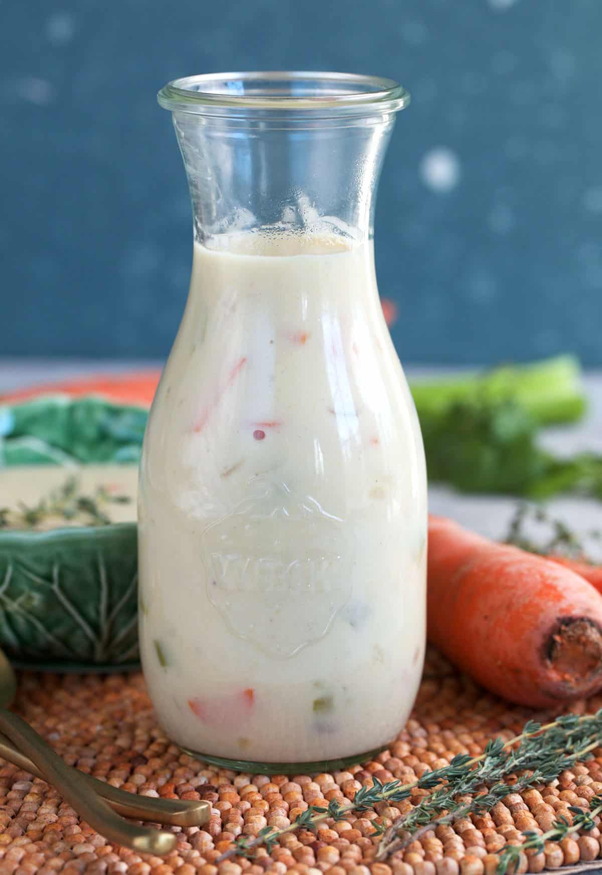 Homemade Condensed Cream of chicken soup in a weck glass bottle