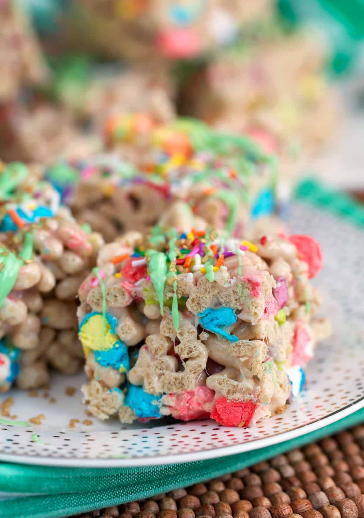 Lucky Charms bar on a plate.