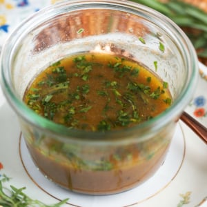 Red Wine vinaigrette in a Weck dish.