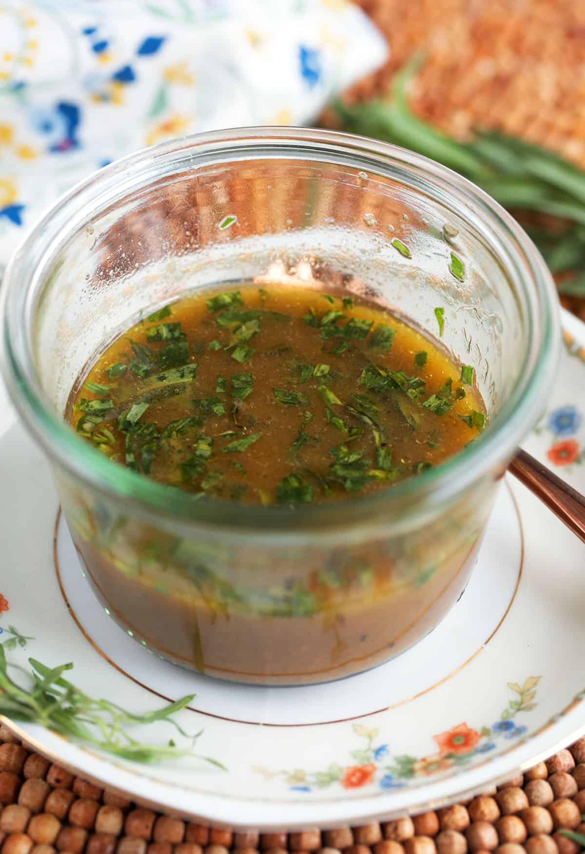 Red Wine vinaigrette in a Weck dish.