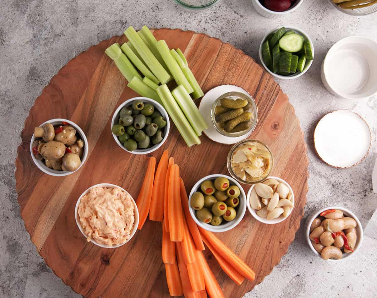 Relish Tray process how to arrange it on a board.