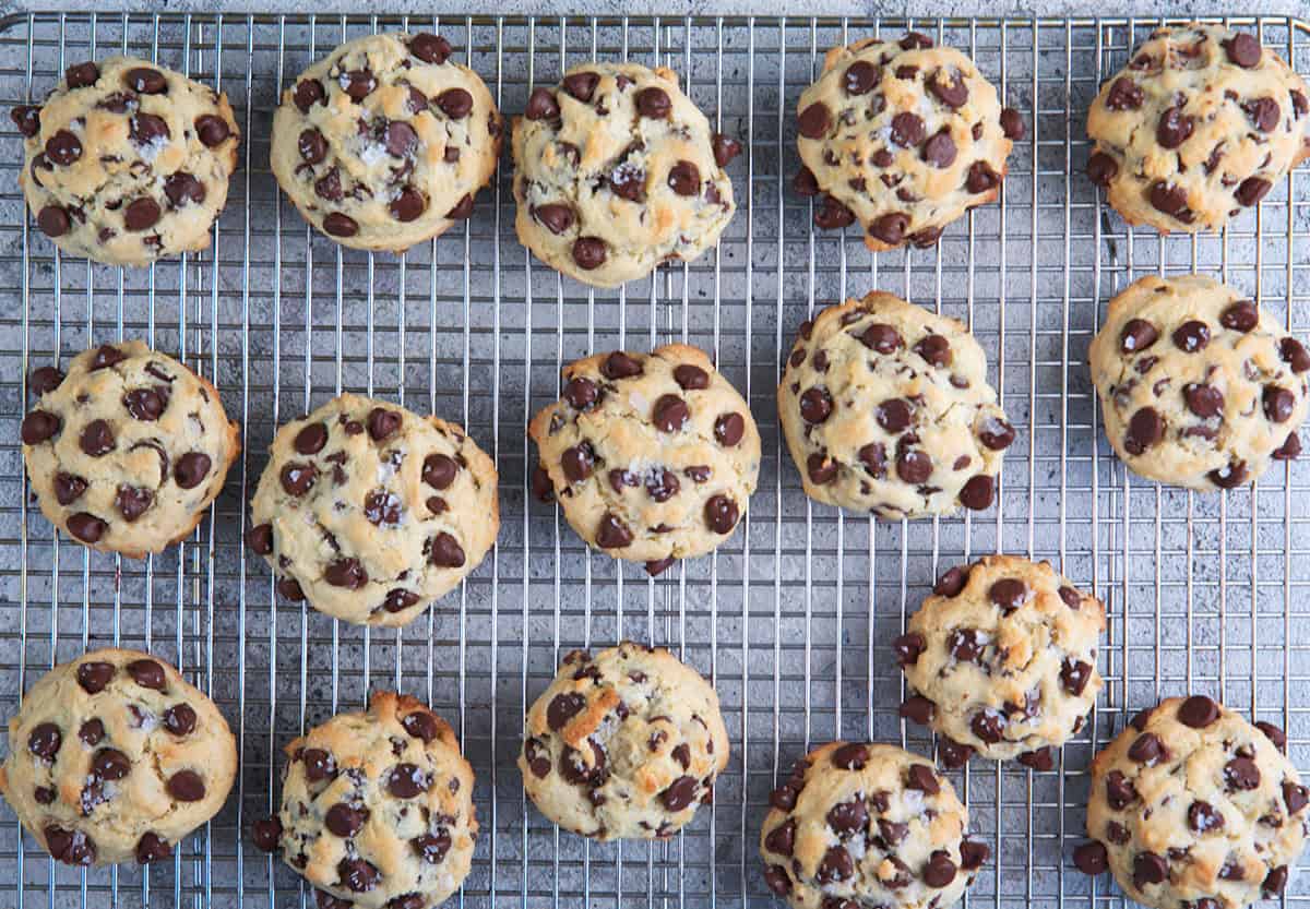 sourdough discard cookies on a wire rack