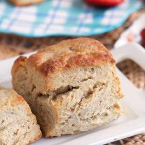 sourdough biscuit on a white platter