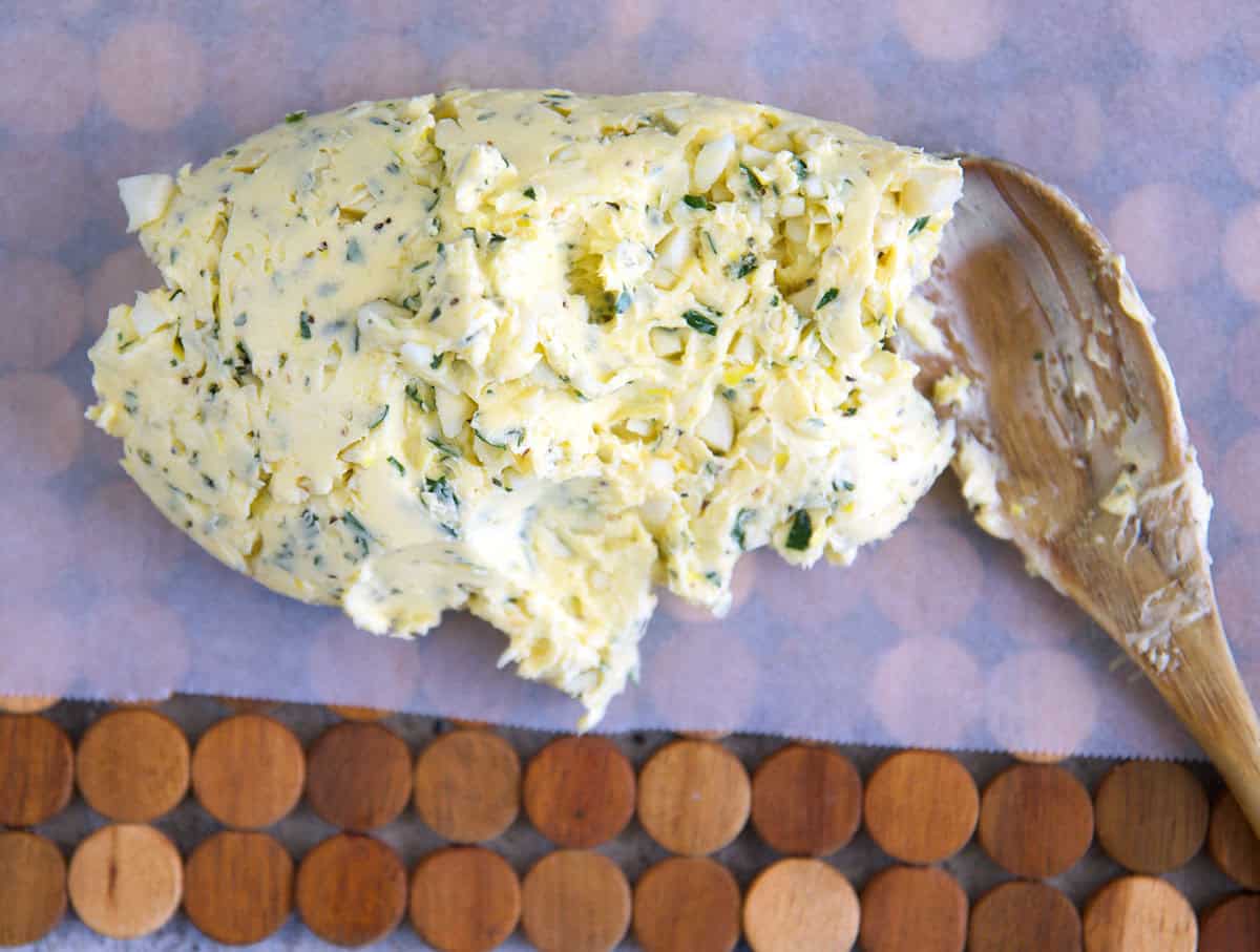 Cowboy butter on a piece of parchment
