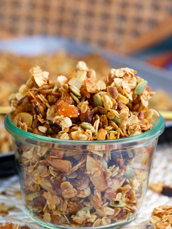 homemade granola in a weck jar for storing.