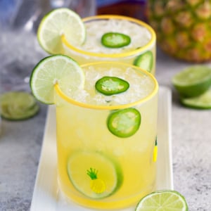 Pineapple Margarita on a white platter.