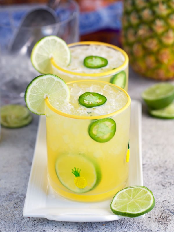 Pineapple Margarita on a white platter.