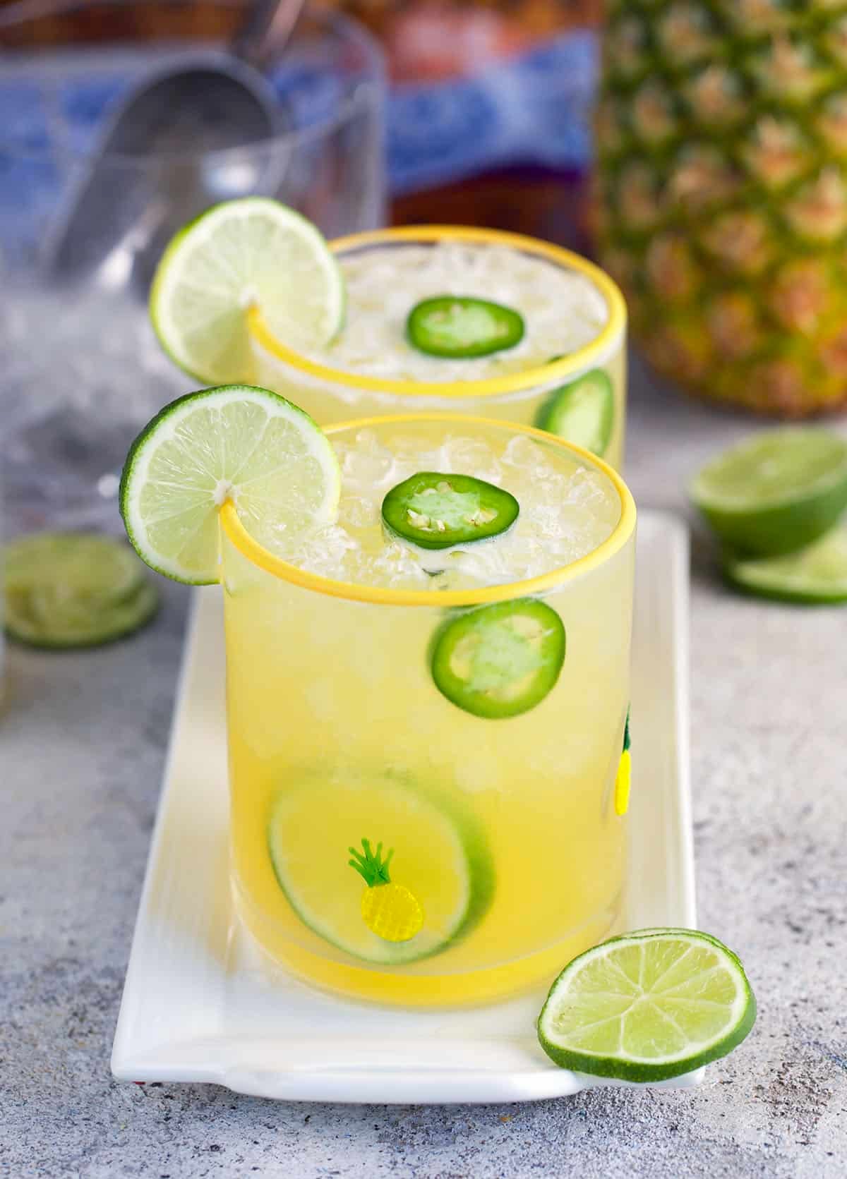 Pineapple Margarita on a white platter.