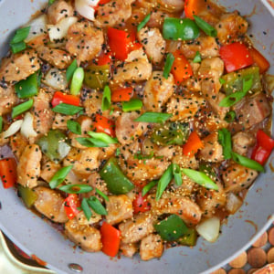 Sweet and sour pork in a wok