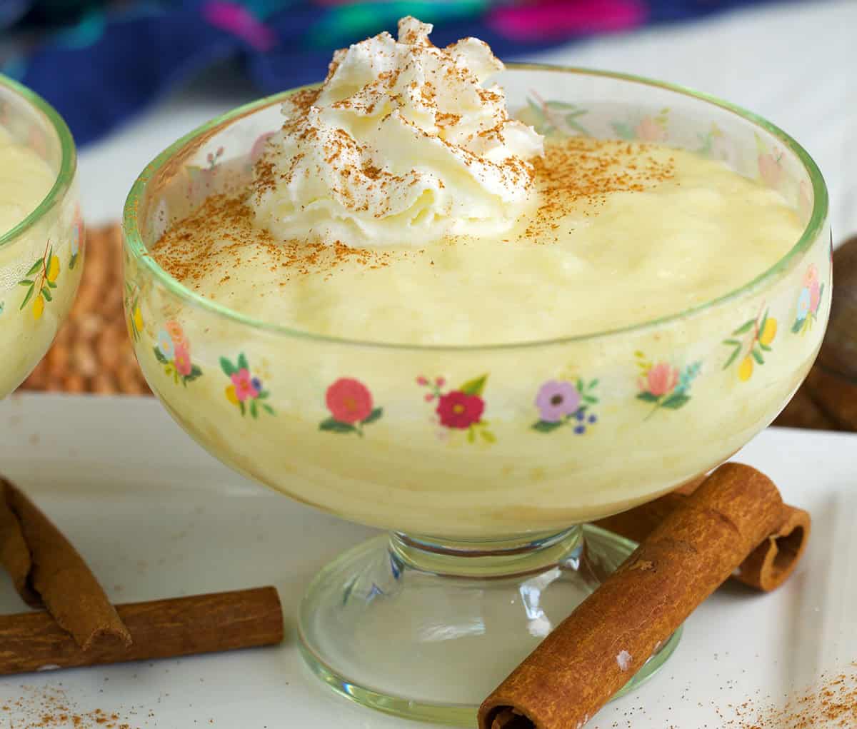 Tapioca pudding served in a small dessert bowl.