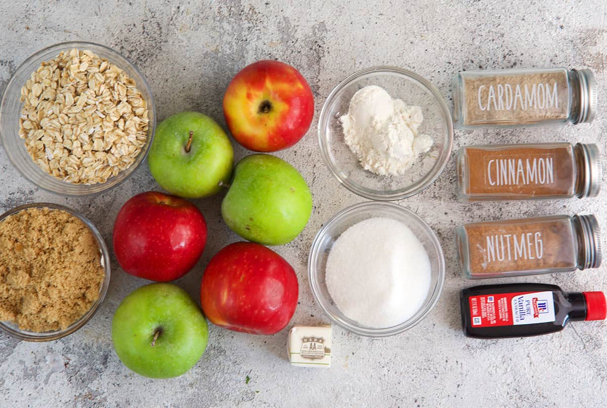 ingredients for apple crumble.
